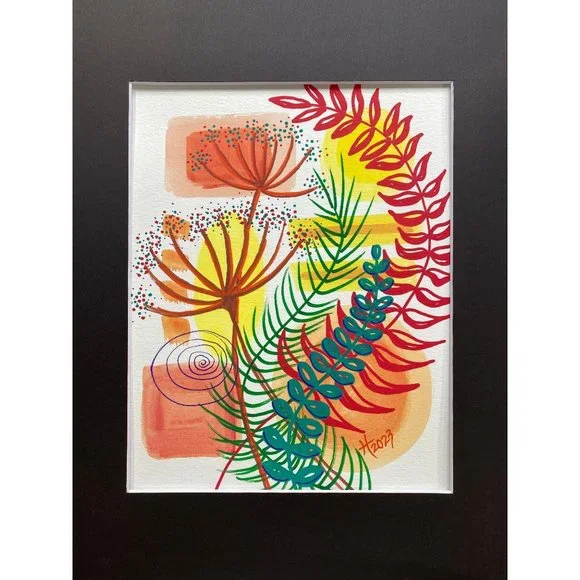 Independent Queen Original Wall Art Acrylic Painting 11x14in Matted Frame Ready